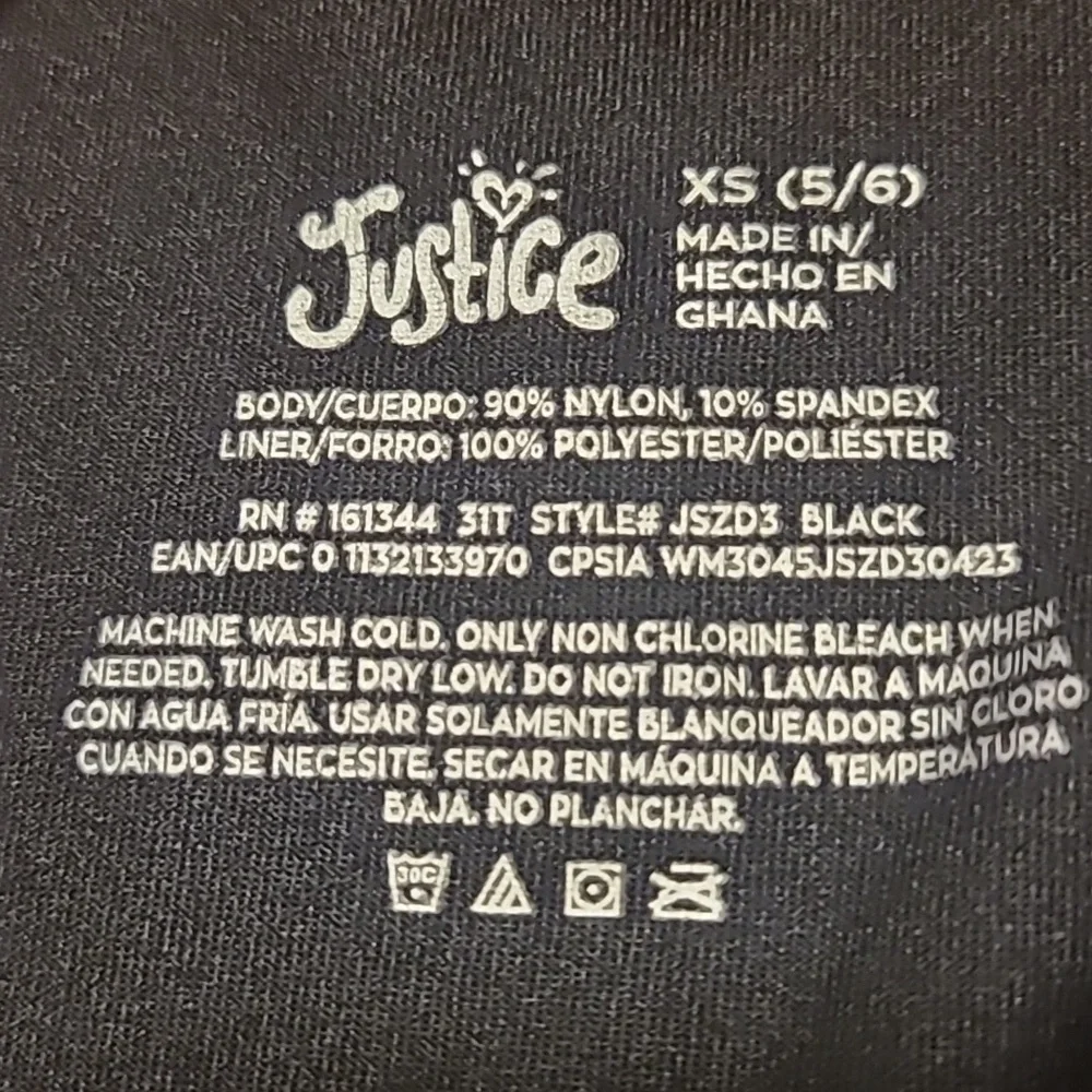 Justice Black Leotard with Gold Logo - Girl's XS